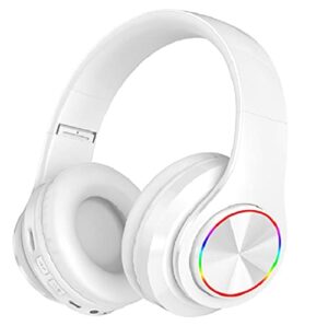 gzkeji b39 bluetooth headset headset head-mounted wireless light-emitting colorful breathing light can be plugged into a card folding bass a variety of devices and scene universal headphones (white)