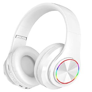 Gzkeji B39 Bluetooth Headset Headset Head-Mounted Wireless Light-Emitting Colorful Breathing Light can be plugged into a Card Folding bass a Variety of Devices and Scene Universal Headphones (White)