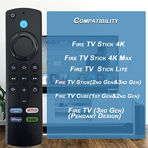 Voice Remote Control Compatible with Amazon Fire TV (3rd Gen, Pendant Design), for Fire TV Stick (2nd Gen,3r Gen,4K,4K Max), for Fire TV Stick Lite, for Fire TV Cube Remote (1st and 2nd Gen)-L5B83G