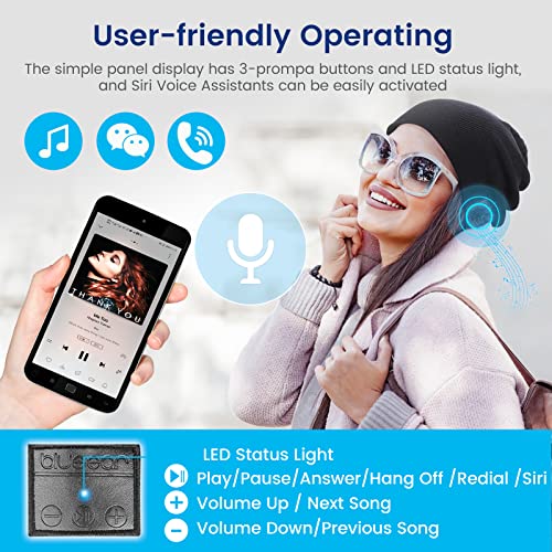 blueear Bluetooth Beanie Hat Bluetooh 5.2 Headphone Wireless Winter Knit Hats with Stereo Speaker and MIC 15 Hours Working Time for Outdoor Sports