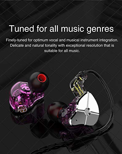 Senlee TRN ST1 1BA+1DD in Ear Buds Earphones Hybrid Driver Headphones IEM Sport Headsets with Detachable 2 Pin Cable for Audiophile Musician(No Mic, Purple)