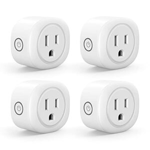 smart plug with timer function, mongery wifi outlet compatible with alexa, google home, no hub required, app controlled, fcc ce certified 4 pack, white