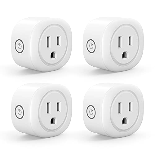 Smart Plug with Timer Function, MONGERY WiFi Outlet Compatible with Alexa, Google Home, No Hub Required, App Controlled, FCC CE Certified 4 Pack, White