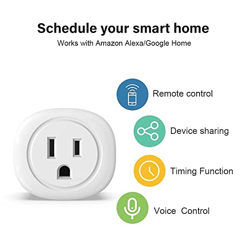 Smart Plug with Timer Function, MONGERY WiFi Outlet Compatible with Alexa, Google Home, No Hub Required, App Controlled, FCC CE Certified 4 Pack, White