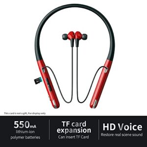 Neckband Bluetooth Headphones Wireless Earbuds 50H Continuous Working Time IPX5 Lightweight Foldable Sports Earphones with Built-in Mic HD Call Noise Cancelling for Trucker Workout (Red), AK01-02