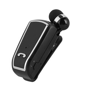 zerone bluetooth headset stereo retractable bluetooth v5.1 earpiece single in-ear wireless sports earphone caller id, voice prompts ios power display, for phone devices (black)