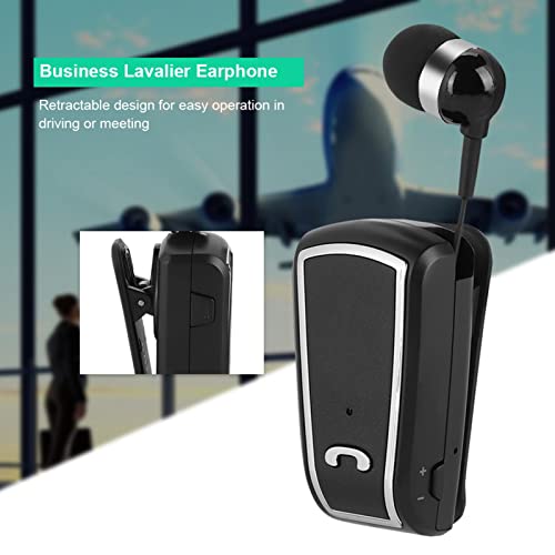 Zerone Bluetooth Headset Stereo Retractable Bluetooth V5.1 Earpiece Single in-Ear Wireless Sports Earphone Caller ID, Voice Prompts iOS Power Display, for Phone Devices (Black)