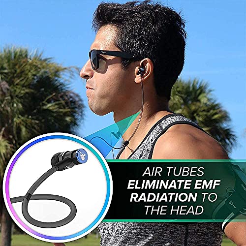 DefenderShield EMF-Free Earbud Headphones - Universal Air Tube Wired Stereo Headset with Microphone & Volume Control & EMF Radiation & 5G Protection Holster for Cell Phones & Other Electronic Devices