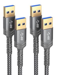 jsaux usb 3.0 a to a male cable, usb 3.0 to usb 3.0 cable 2 pack(3.3ft+6.6ft) usb male to male cable double end usb cord compatible for hard drive enclosures, dvd player, laptop cooler and more(grey)