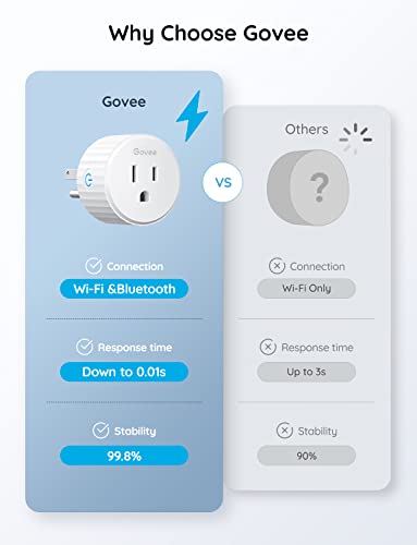 Govee Dual Smart Plug 2 Pack, 15A WiFi Bluetooth Outlet, Work with Alexa and Google Assistant, 2-in-1 Compact Design Bundle with Govee Smart Plug, WiFi Plugs Work with Alexa & Google Assistant