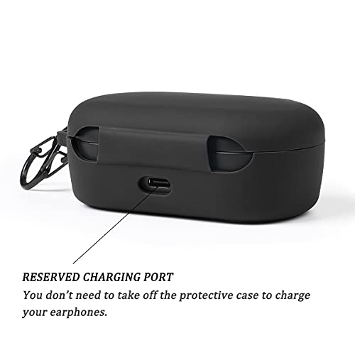 Haotop Silicone Protective Case Compatible with Bose QuietComfort Earbuds(Not fit for Bose Sport Earbuds) (Black)