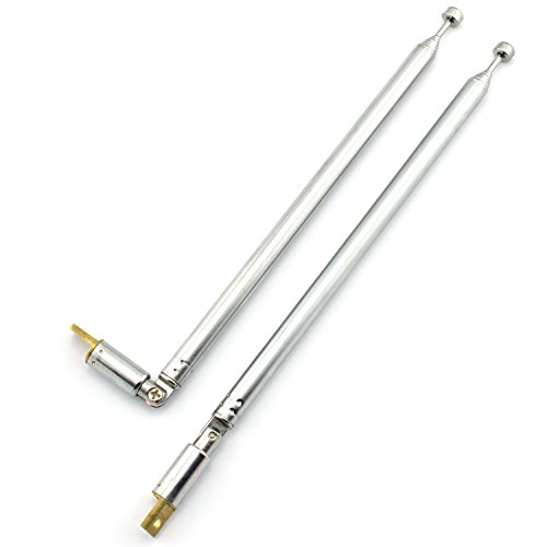 E-outstanding 1 Pair AM FM Radio Universal Antenna, 77cm 30" Length 7 Section Telescopic Stainless Steel Replacement Antenna Aerial for Radio TV Electric Toys