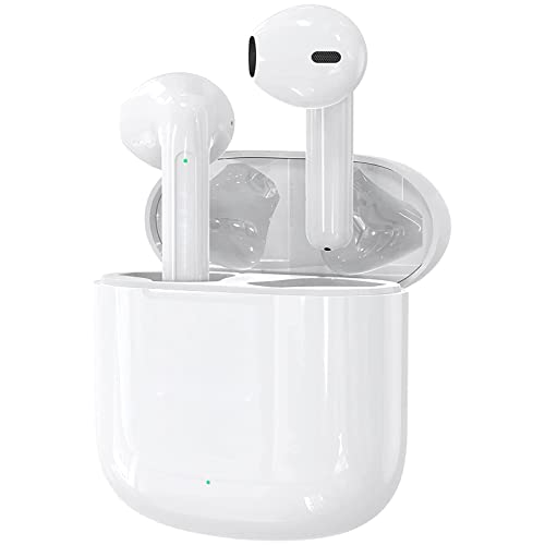 Genso Wireless Earbuds, Bluetooth Earbuds, IPX5 Waterproof Wireless Earphones Touch Control, Bluetooth 5.1 Headphones Built-in Microphone, 25 Hrs with USB-C Charging with Running/Fitness, White