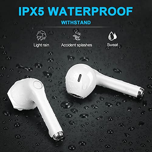 Genso Wireless Earbuds, Bluetooth Earbuds, IPX5 Waterproof Wireless Earphones Touch Control, Bluetooth 5.1 Headphones Built-in Microphone, 25 Hrs with USB-C Charging with Running/Fitness, White