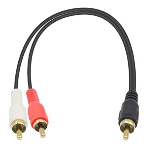 poyiccot rca splitter male to male cable, rca y splitter 1 rca male to 2 rca male stereo audio subwoofer cable, 2rca to 1rca bi-directional rca y adapter cable – 25cm/10inch
