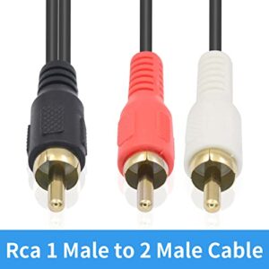 Poyiccot RCA Splitter Male to Male Cable, RCA Y Splitter 1 RCA Male to 2 RCA Male Stereo Audio Subwoofer Cable, 2RCA to 1RCA Bi-Directional RCA Y Adapter Cable - 25cm/10inch