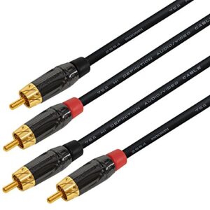 0.5 Foot – High-Definition Audio Interconnect Cable Pair CUSTOM MADE By WORLDS BEST CABLES – using Mogami 2964 wire and Amphenol ACPL Black Chrome Body, Gold Plated RCA Connectors