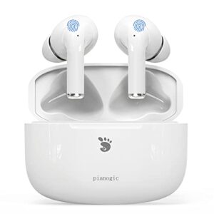 cyq pianogic a2 true wireless earbuds bluetooth headphones noise cancelling ear buds with usb c charging case ipx6 waterproof long pla a white