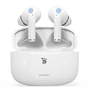 CYQ Pianogic A2 True Wireless Earbuds Bluetooth Headphones Noise Cancelling Ear Buds with USB C Charging Case IPX6 Waterproof Long Pla A WHITE