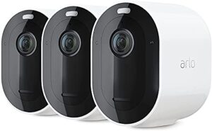 arl pro 4 spotlight camera security bundle – 3 wire-free cameras indoor/outdoor 2k with color night vision – white
