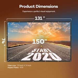 OWLENZ 150" Projector Screen for Outdoor Movies Portable Foldable Anti Crease 16:9 4K HD Projection Video Film Screen for Home Theater Indoor Support Front Rear Projection