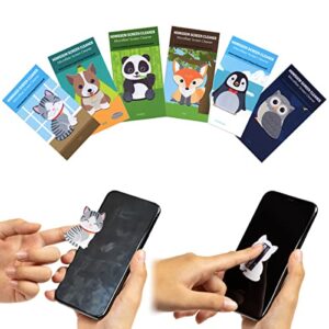 homssem screen cleaner wipes– 6-packfunny phone screen cleaner sticker – premium microfiber electronics cleaner for phones, tablets, camera lenses, gadgets – cute animal designs