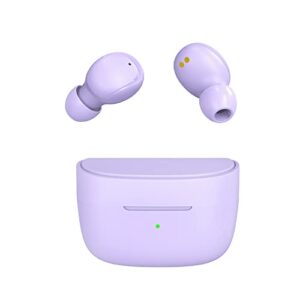 hiteblaz wireless earbuds bluetooth headphones with mic, lightweight small buds, premium sound quality, mini case waterproof earphones for commute, sport(purple)