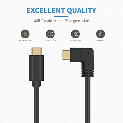 Poyiccot USB C to USB C Cable 1feet, USB 3.1 USB C Right Angle Cable, 60W PD 90 Degree USB C Cable, Short Type C to Type C Cable 10Gbps USB C Charger Cable for Samsung Galaxy S20, MacBook Pro