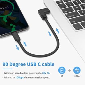 Poyiccot USB C to USB C Cable 1feet, USB 3.1 USB C Right Angle Cable, 60W PD 90 Degree USB C Cable, Short Type C to Type C Cable 10Gbps USB C Charger Cable for Samsung Galaxy S20, MacBook Pro