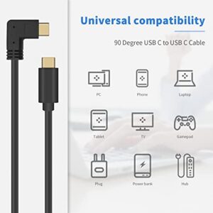 Poyiccot USB C to USB C Cable 1feet, USB 3.1 USB C Right Angle Cable, 60W PD 90 Degree USB C Cable, Short Type C to Type C Cable 10Gbps USB C Charger Cable for Samsung Galaxy S20, MacBook Pro