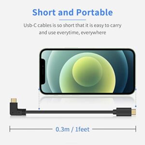 Poyiccot USB C to USB C Cable 1feet, USB 3.1 USB C Right Angle Cable, 60W PD 90 Degree USB C Cable, Short Type C to Type C Cable 10Gbps USB C Charger Cable for Samsung Galaxy S20, MacBook Pro