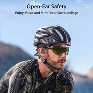Jassco Bluetooth Bone Conduction Headphones, Wireless Open-Ear Earphones with Built-in Mic, IPX5 Waterproof Sports Headset for Running, Cycling, Driving, Workout, Gym (Blue)