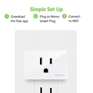 Wemo Smart Plug (Simple Setup Smart Outlet for Smart Home, Control Lights and Devices Remotely Works w/ Alexa, Google Assistant, Apple HomeKit), Pack of 3