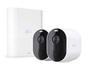 arlo pro 3 – wire-free security 2 camera system | 2k with hdr, indoor/outdoor, color night vision, spotlight, 160° view, 2-way audio, siren | works with alexa | (vms4240p) (renewed)