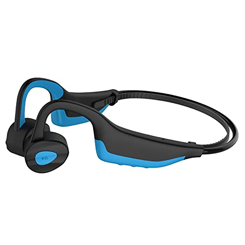 New Swimming Bone Conduction Headset Bluetooth Wireless Headset 16GB MP3 Music Player Waterproof earplug Fitness Exercise Headset Blue(Customized)