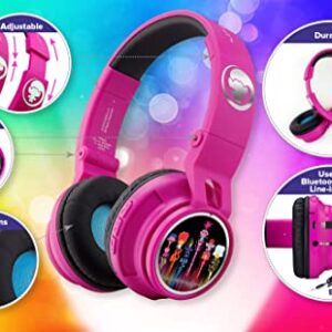 eKids Trolls Kids Bluetooth Headphones, Wireless Headphones with Microphone Includes Aux Cord, Volume Reduced Kids Foldable Headphones for School, Home, or Travel