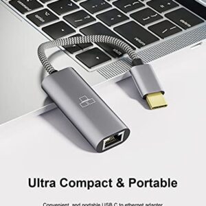 USB C to Ethernet Adapter, 1Gbps USB-C to RJ45 LAN Adapter, Type-C to Ethernet Adapter [Thunderbolt 3 Compatible] Compatible with MacBook and Windows Laptop
