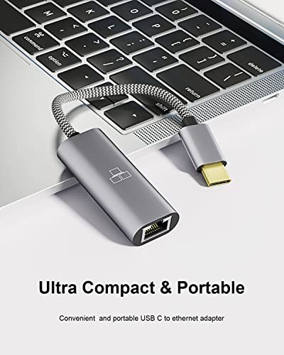 USB C to Ethernet Adapter, 1Gbps USB-C to RJ45 LAN Adapter, Type-C to Ethernet Adapter [Thunderbolt 3 Compatible] Compatible with MacBook and Windows Laptop