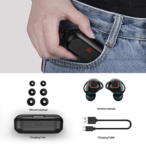 Ivishow® Wireless Earbuds CVC 8.0 Noise Cancelling Bluetooth 5.0 Headphones with LED Display Charging Case IPX7 Waterproof Wireless Earphones Compatible iPhone Samsung Android