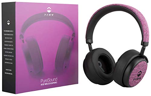 Paww PureSound Headphones - Over the Ear Bluetooth Fashion Headphones – Hi Fi Sound Quality Longer Playtime - For Calls Movies & More (Cerise Pink) (Renewed)