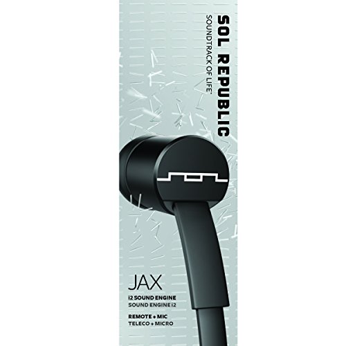 SOL REPUBLIC Jax Wired 1-Button In-Ear Headphones, Android Compatible, Tangle Free Cable, In-Ear Noise Isolation, 4 Ear Tip Sizes, Great for Calls, Black