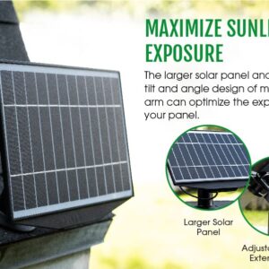 Leaf 10 5W Solar Panel Charger for Arlo Ultra, Ultra 2, Pro 3, and Pro 4 Outdoor Cameras with Magnetic Charging Cable and Adjustable Mount Extension Arm