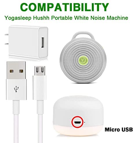 5FT USB Micro Yogasleep Adapter Charger Cable Compatible for Yogasleep Hushh Portable White Noise Machine for Baby, Yogasleep Rohm White Noise Machine for Travel, WavHello Charging Cord Power Wire