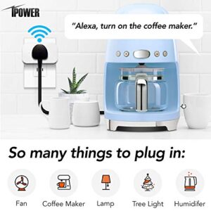 iPower Smart Plug Socket Homekit Mini Wifi Outlet Extender Switches Compatible with Alexa, Google Home & IFTTT for Voice Control, Timer Function, Remote Control, 2.4GHz Network, White