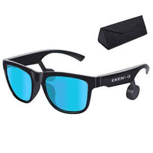 eken bone conduction sunglasses – bluetooth headphones smart audio glasses wireless open ear with microphone answer phone call for fishing golf hiking g1