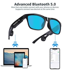 EKEN Bone Conduction Sunglasses - Bluetooth Headphones Smart Audio Glasses Wireless Open Ear with Microphone Answer Phone call for Fishing Golf Hiking G1