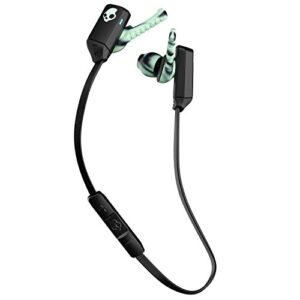 skullcandy xtfree bluetooth wireless sweat-resistant earbud with microphone, lightweight and secure fit, 6-hour rechargeable battery, pureclean tech to keep earbuds fresh, black/mint/swirl