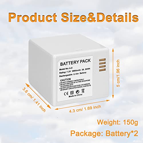 BORTENG Rechargeable Battery for Arlo Go(VMA4410) Camera, Upgraded Replacement Battery 2 Pack 3660mAH 7.2V 26.35WH (for Arlo Go)