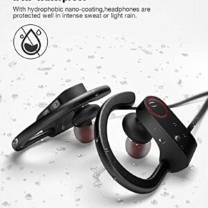 Gspmoly Bluetooth Headphones, IPX7 Waterproof Sports Earphones 10H Playtime with Mic HD Stereo Sound in-Ear Earbuds Noise Cancelling Headsets Running Workout, Compatible with Android/iOS