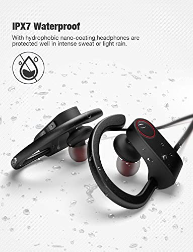 Gspmoly Bluetooth Headphones, IPX7 Waterproof Sports Earphones 10H Playtime with Mic HD Stereo Sound in-Ear Earbuds Noise Cancelling Headsets Running Workout, Compatible with Android/iOS